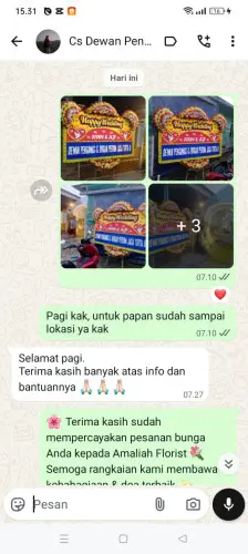 Testimonial Papan Bunga Pernikahan sungai penuh